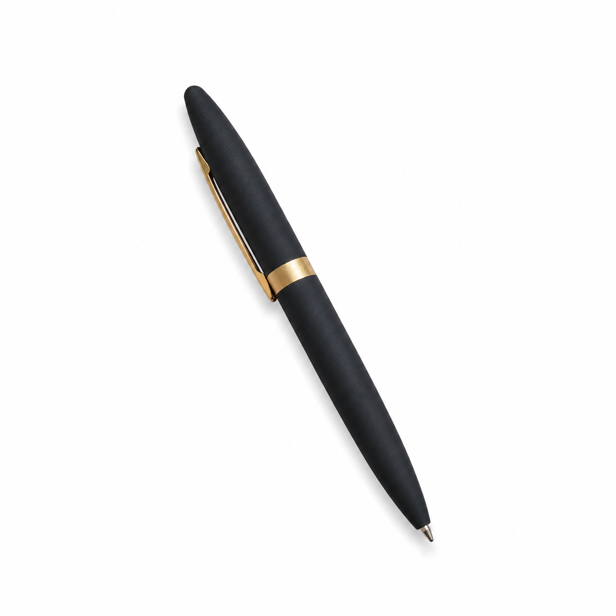 WALIV Obsidian Gold ball pen — matte black & gold finish, studio photograph.